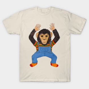 Dancing Chimpanzee Wearing Overalls T-Shirt